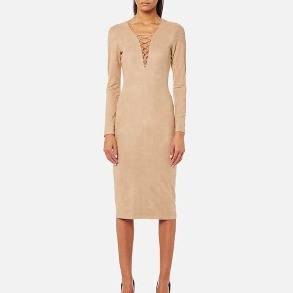 T by ALEXANDER WANG Suede Midi Bodycon Dress - Picture 2 of 10